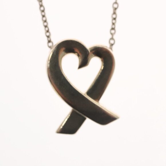 TIFFANY&Co. Loving Heart Necklace Ag925 Silver Auth am8077 - Picture 1 of 16